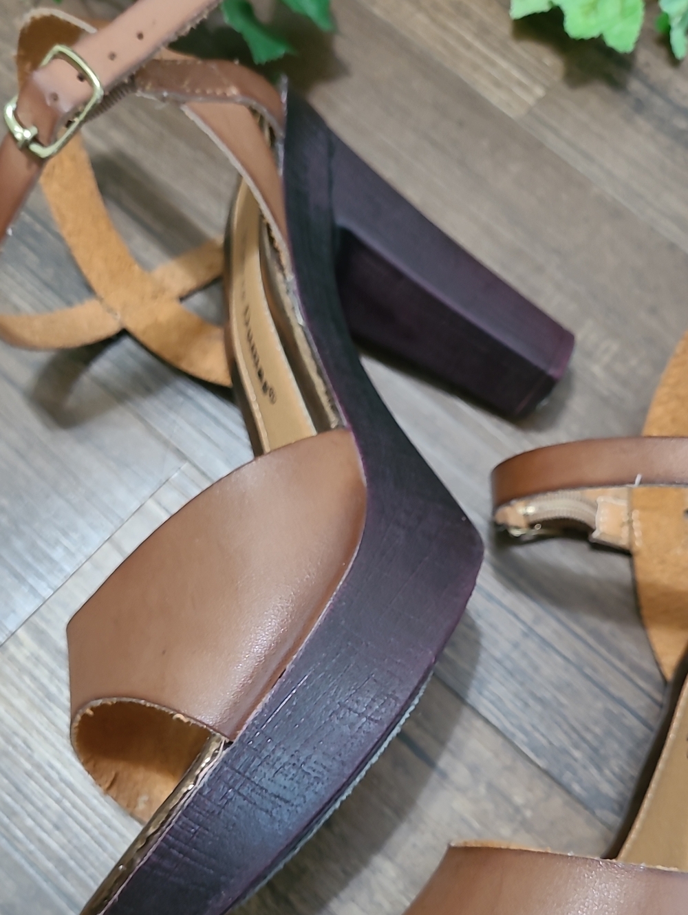 Brown Leather Platform Heels - Picture 9 of 11